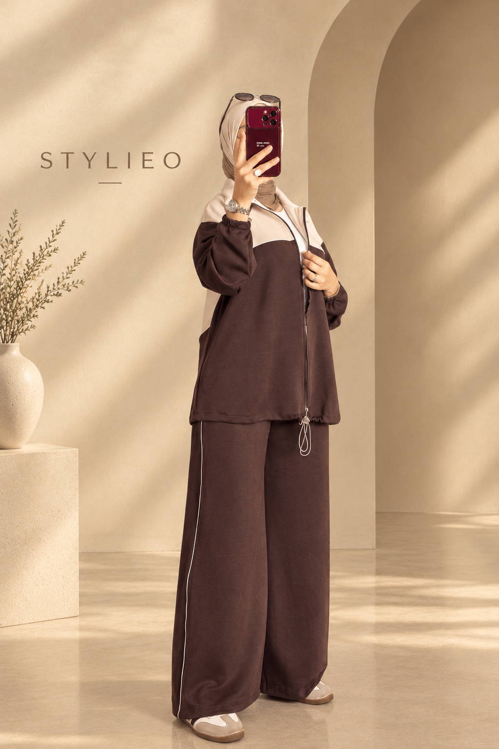 Ensemble Femme 2 Pièces – Veste Zippée & Pantalon, Style Chic et Décontracté