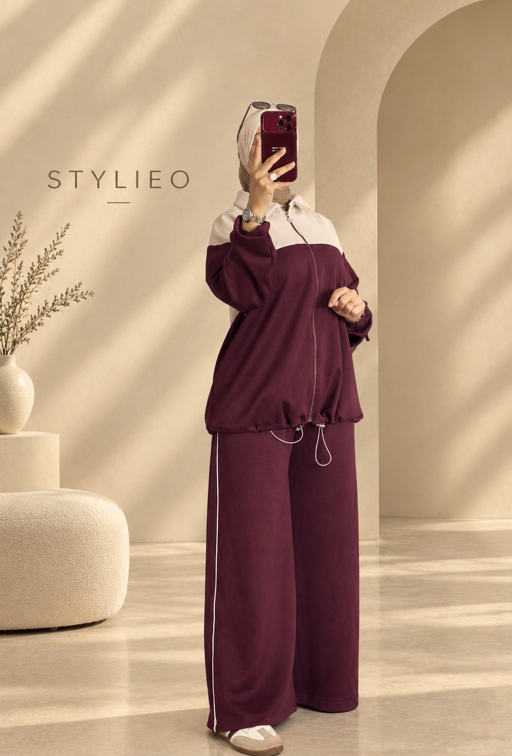 Ensemble Femme 2 Pièces – Veste Zippée & Pantalon, Style Chic et Décontracté