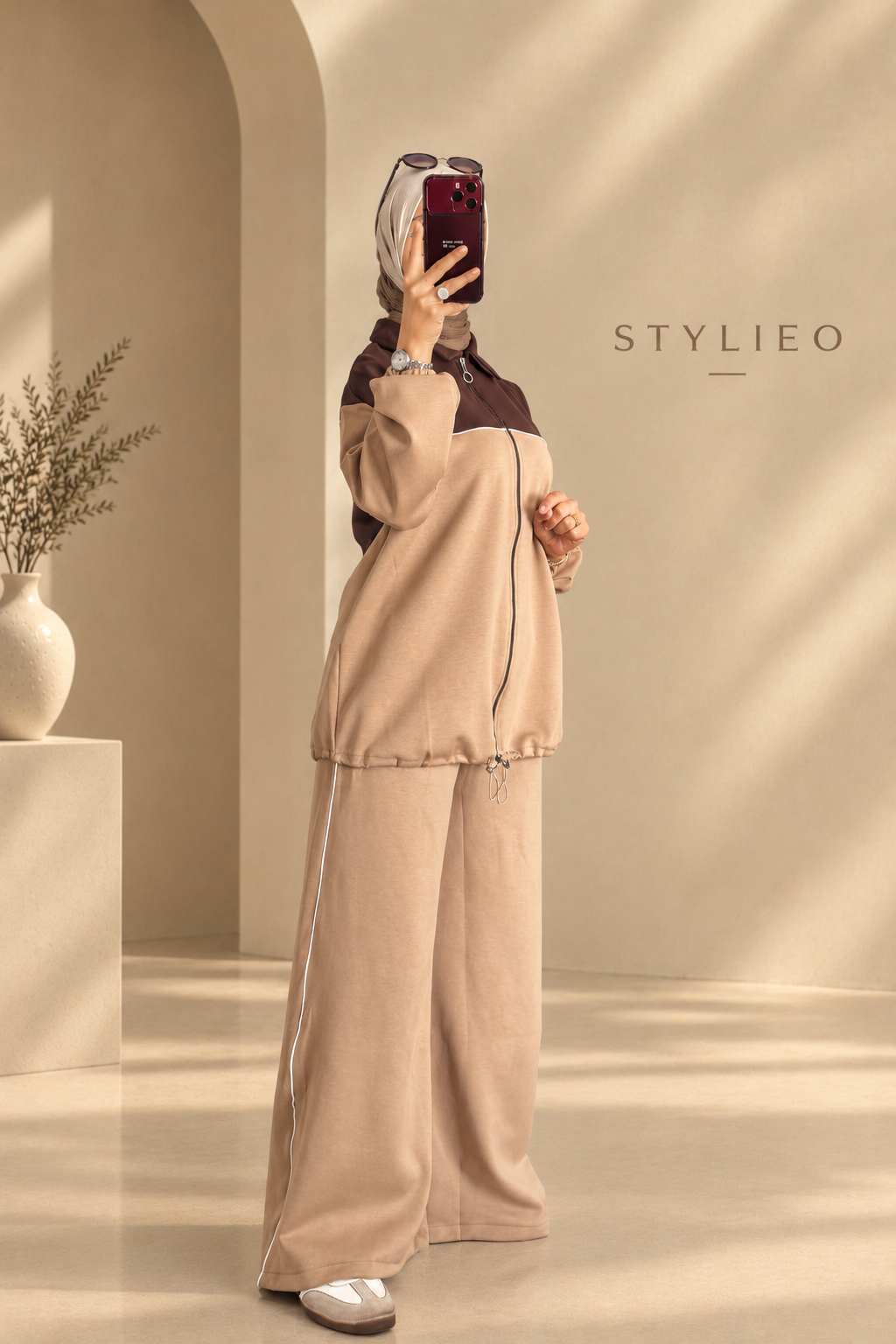 Ensemble Femme 2 Pièces – Veste Zippée & Pantalon, Style Chic et Décontracté