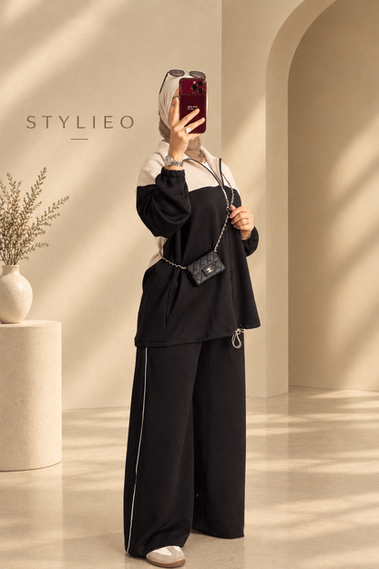 Ensemble Femme 2 Pièces – Veste Zippée & Pantalon, Style Chic et Décontracté