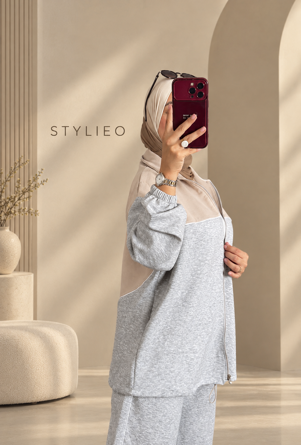 Ensemble Femme 2 Pièces – Veste Zippée & Pantalon, Style Chic et Décontracté
