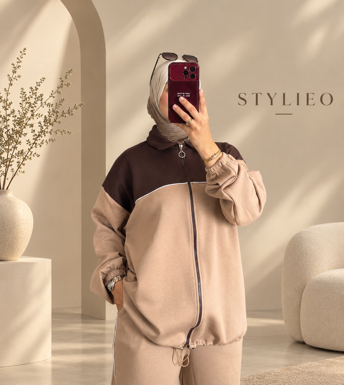 Ensemble Femme 2 Pièces – Veste Zippée & Pantalon, Style Chic et Décontracté